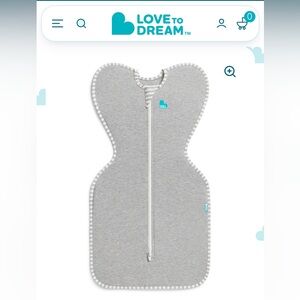 Love to dream Grey Swaddle Sleep Sack with Striped Trim Cotton